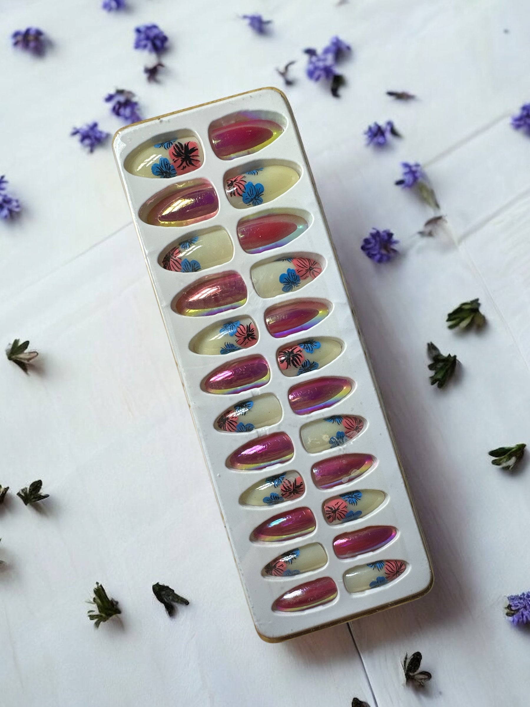 Tropical Floral Gradient Nails Set-Emberil