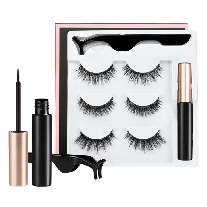 Magnetic Eyelashes 3 Pairs, Magnetic Eyelashes with Eyeliner Kit Easy to Wear, Comfortable & Reusable False Lashes From Natural to Gorgeous Styles No Glue Needed - Emberil Pakistan - Product Highlight