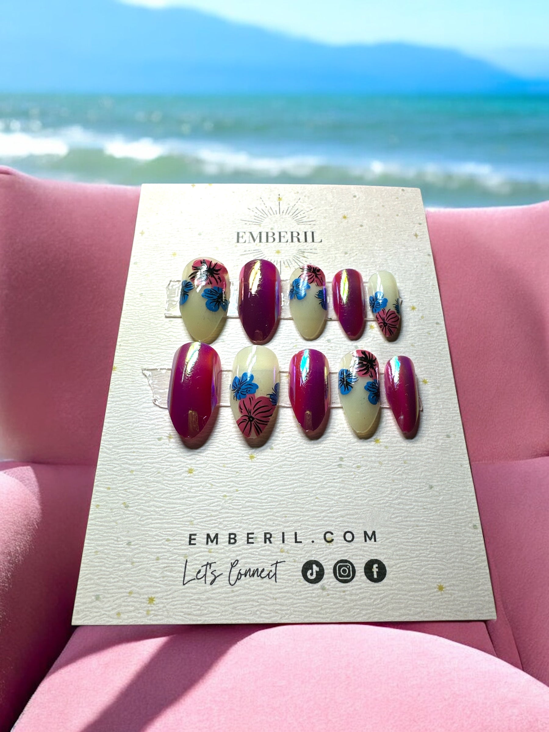 Tropical Floral Gradient Nails Set-Emberil