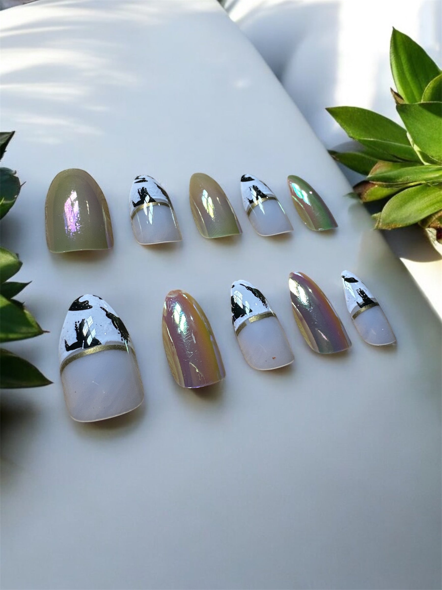 Zebra Sparkle Nails Set-Emberil