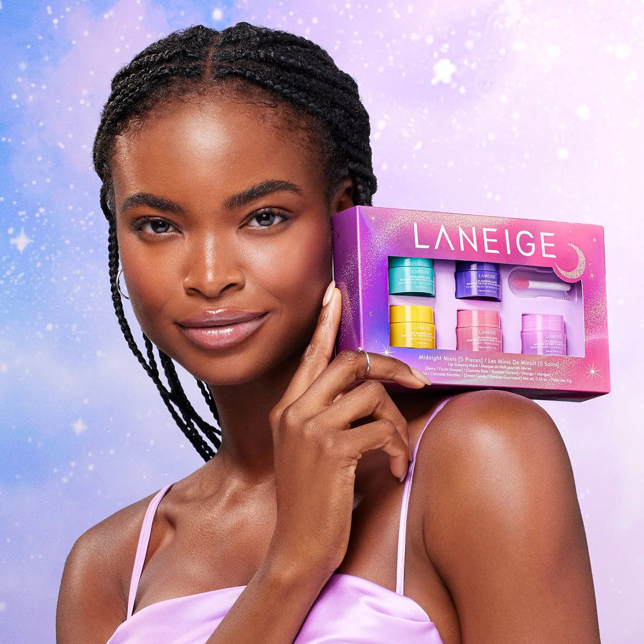 LANEIGE Midnight Minis Lip Sleeping Mask - Product Highlight with Model