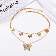 Double Layer Butterfly Necklace - Emberil