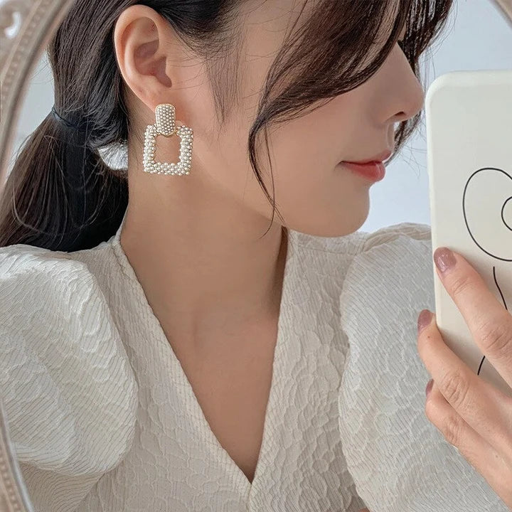 Pearl Square Earrings - Emberil