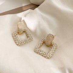 Pearl Square Earrings - Emberil