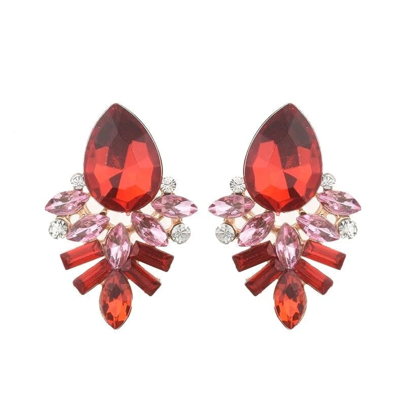Red Rhinestone Studs - Emberil