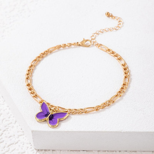 Purple Butterfly Anklet - Emberil