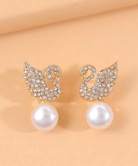 Pearl Swan Stud Earring - S925 - Emberil