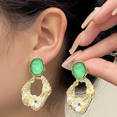 Lime Green 3D Flower Earrings