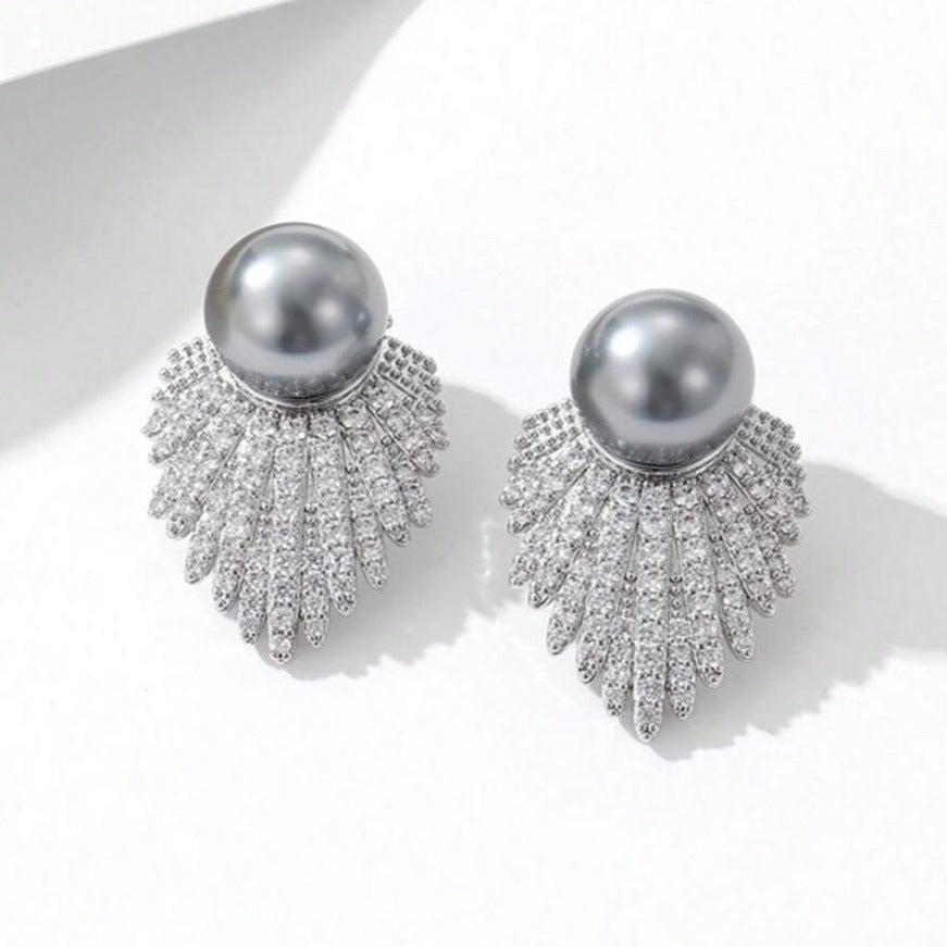 Grey Pearl Earrings-Emberil