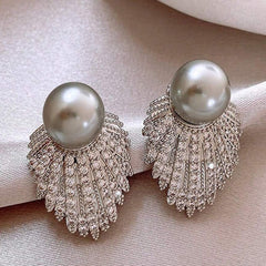 Grey Pearl Earrings-Emberil