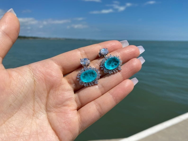 Azure Sparkle Elegance Earrings-Emberil