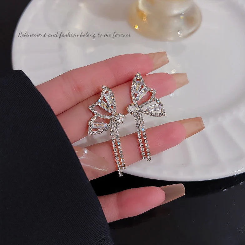 Crystal Zircon Butterfly Earrings - S925