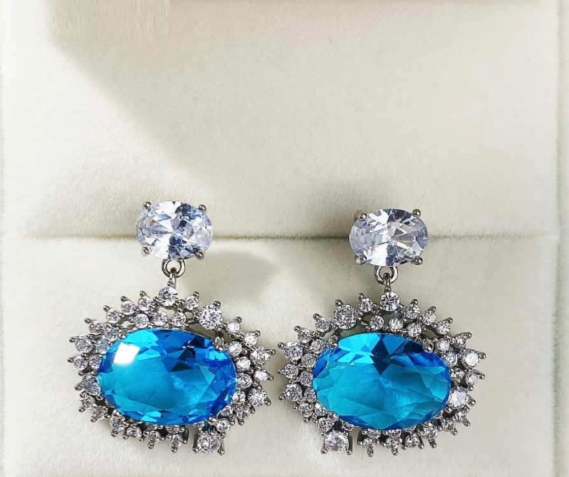 Azure Sparkle Elegance Earrings-Emberil