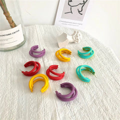 Triple Hoop Multi Color Statement Earrings - Emberil