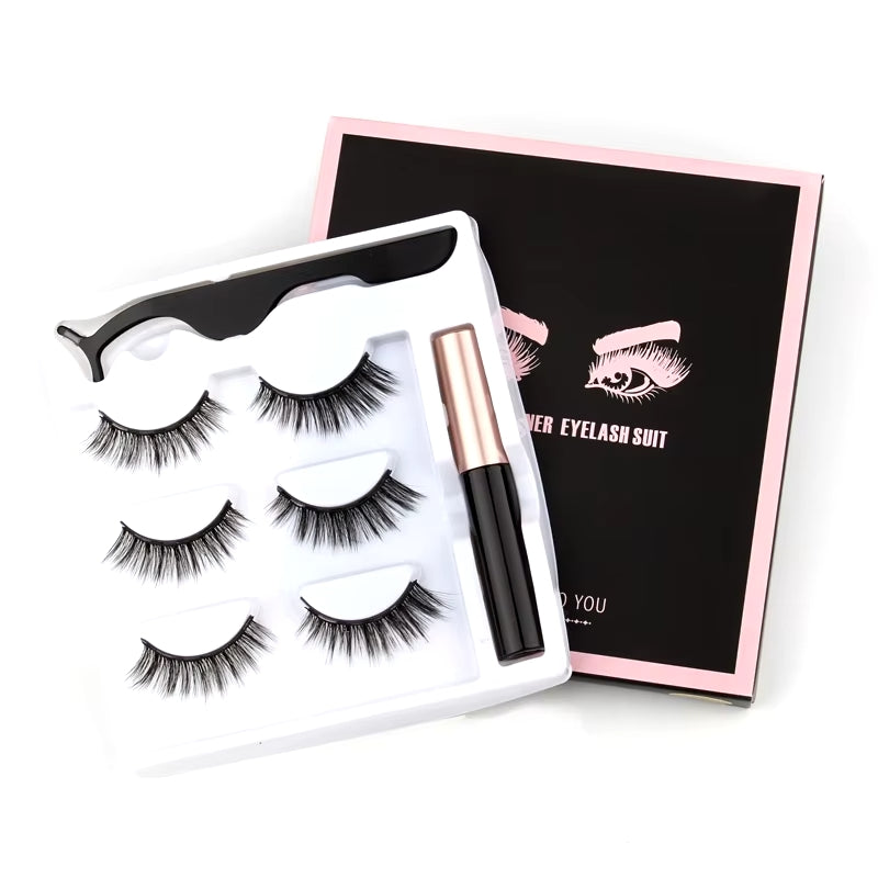 Magnetic Eyelashes 3 Pairs, Magnetic Eyelashes with Eyeliner Kit Easy to Wear, Comfortable ＆ Reusable False Lashes From Natural to Gorgeous Styles No Glue Needed - Emberil Pakistan