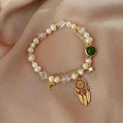 Emerald Pearl Charm Bracelet - Emberil