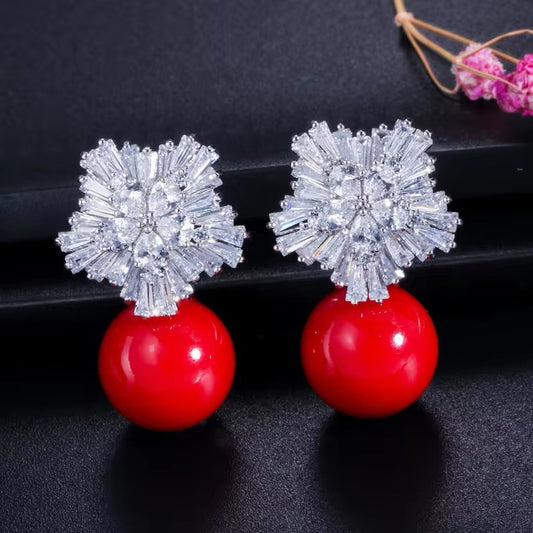 Cherry Snowflake Earrings-Emberil