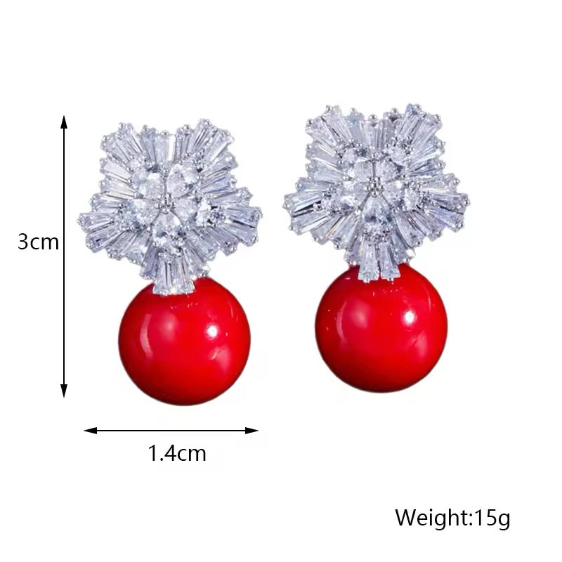 Cherry Snowflake Earrings-Emberil