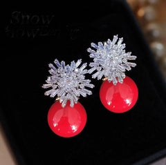 Cherry Snowflake Earrings-Emberil