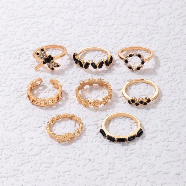 8 Pcs Dragonfly Ring Set - Emberil