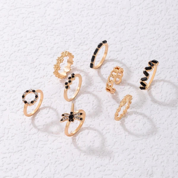 8 Pcs Dragonfly Ring Set - Emberil