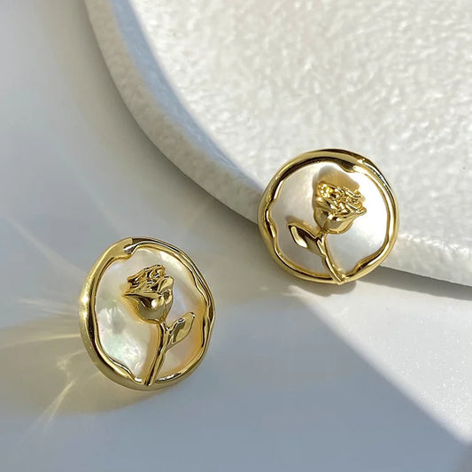 Golden Rose Studs-Emberil