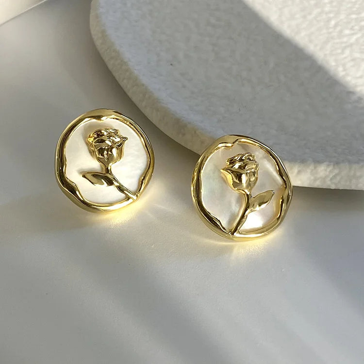 Golden Rose Studs-Emberil