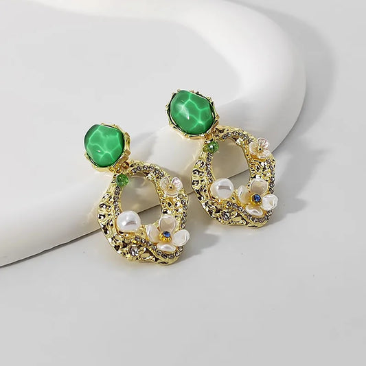 Lime Green 3D Flower Earrings