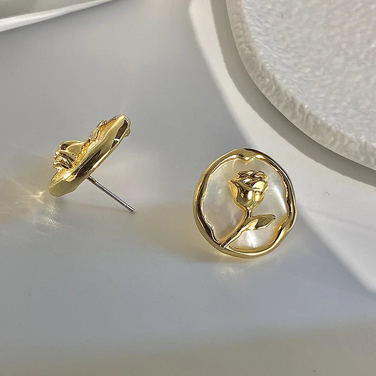 Golden Rose Studs-Emberil