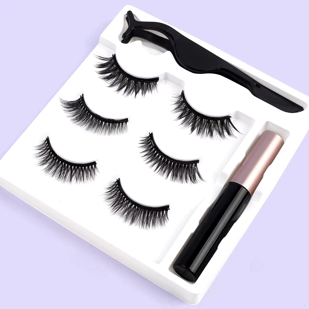 Magnetic Eyelashes 3 Pairs, Magnetic Eyelashes with Eyeliner Kit Easy to Wear, Comfortable ＆ Reusable False Lashes From Natural to Gorgeous Styles No Glue Needed - Emberil Pakistan - Close up image 2nd