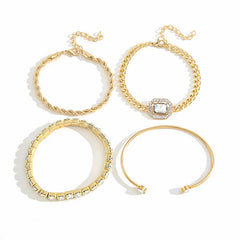 Elegant Rhinestone Crystal Bracelet Set - 4 Pcs - Emberil