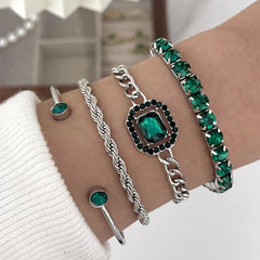 4 Pcs Vintage Crystal Bracelet Set - Emberil