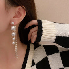 Pearl Drop Tassel Earrings - S925 - Emberil