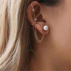 Pearl Double Chain Earring Clip - Emberil