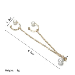 Pearl Double Chain Earring Clip - Emberil