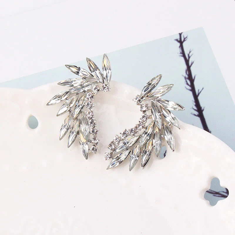 Shining Rhinestone Wings Stud Earrings - Emberil