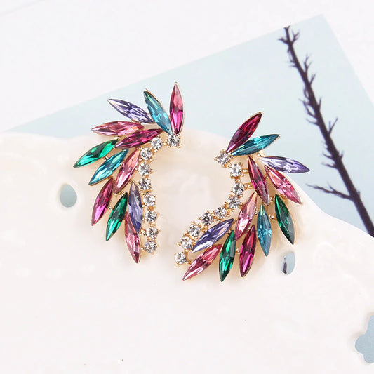 Shining Rhinestone Wings Stud Earrings - Emberil