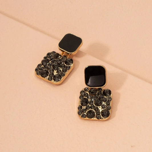 Shein- Rhinestone Decor Square Drop Earrings - S925 - Emberil