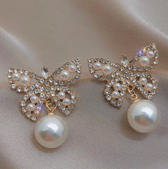 Butterfly Pearl Studs - Emberil