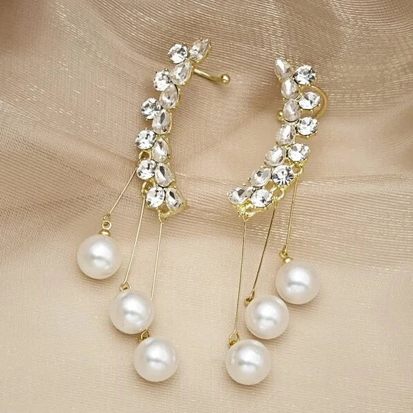 Crystal Pearl Dangle Earrings - S925 - Emberil