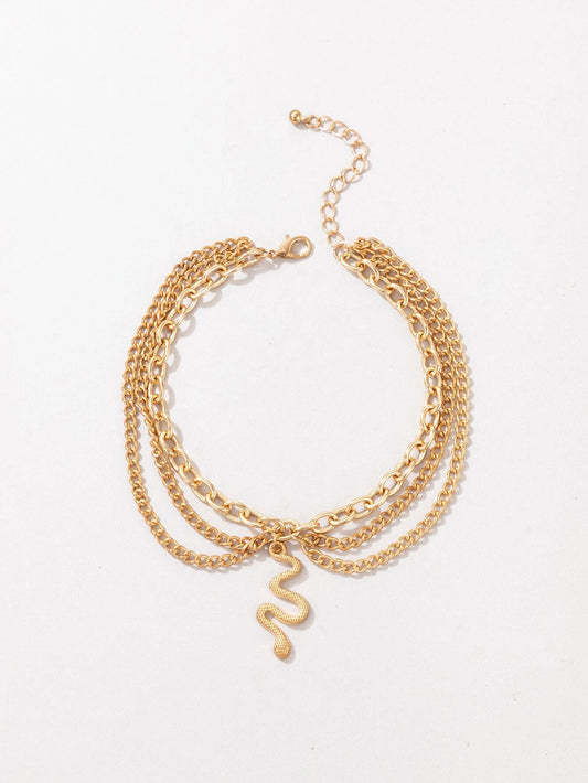 Snake Curb Chain Anklet - Emberil