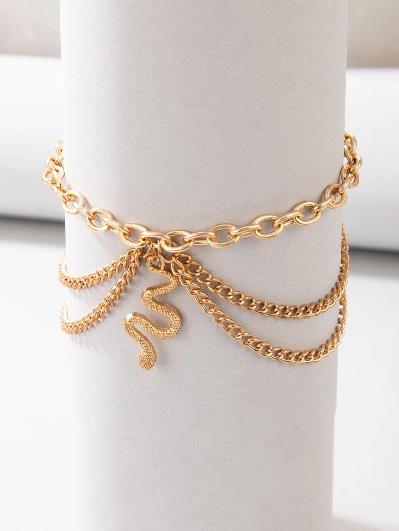 Snake Curb Chain Anklet - Emberil