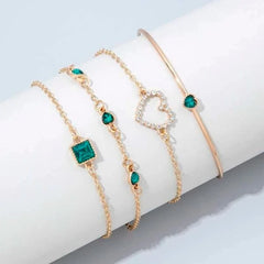 Emerald Green Cubic Zirconia 4-Piece Bracelet Set - Emberil