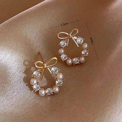 Bow Pearl Crystal Earrings - Emberil