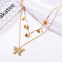 Double Layer Butterfly Necklace - Emberil