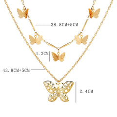 Double Layer Butterfly Necklace - Emberil