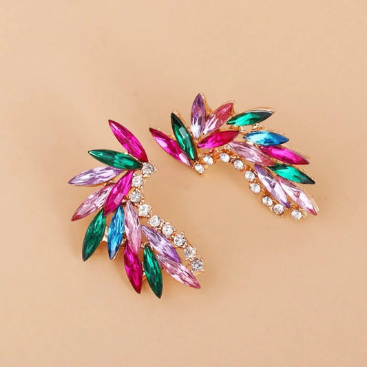 Shining Rhinestone Wings Stud Earrings - Emberil