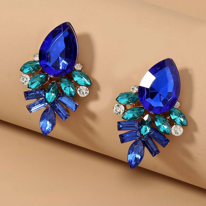 Blue Rhinestone Studs - Emberil