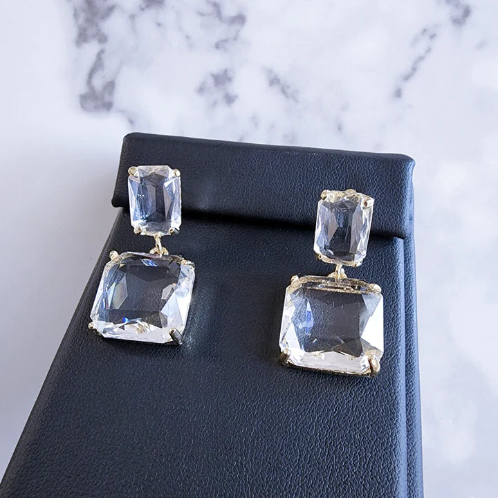 Crystal Gemstone Decor Drop Earrings - Emberil