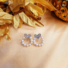 Pearl Heart S925 Earrings